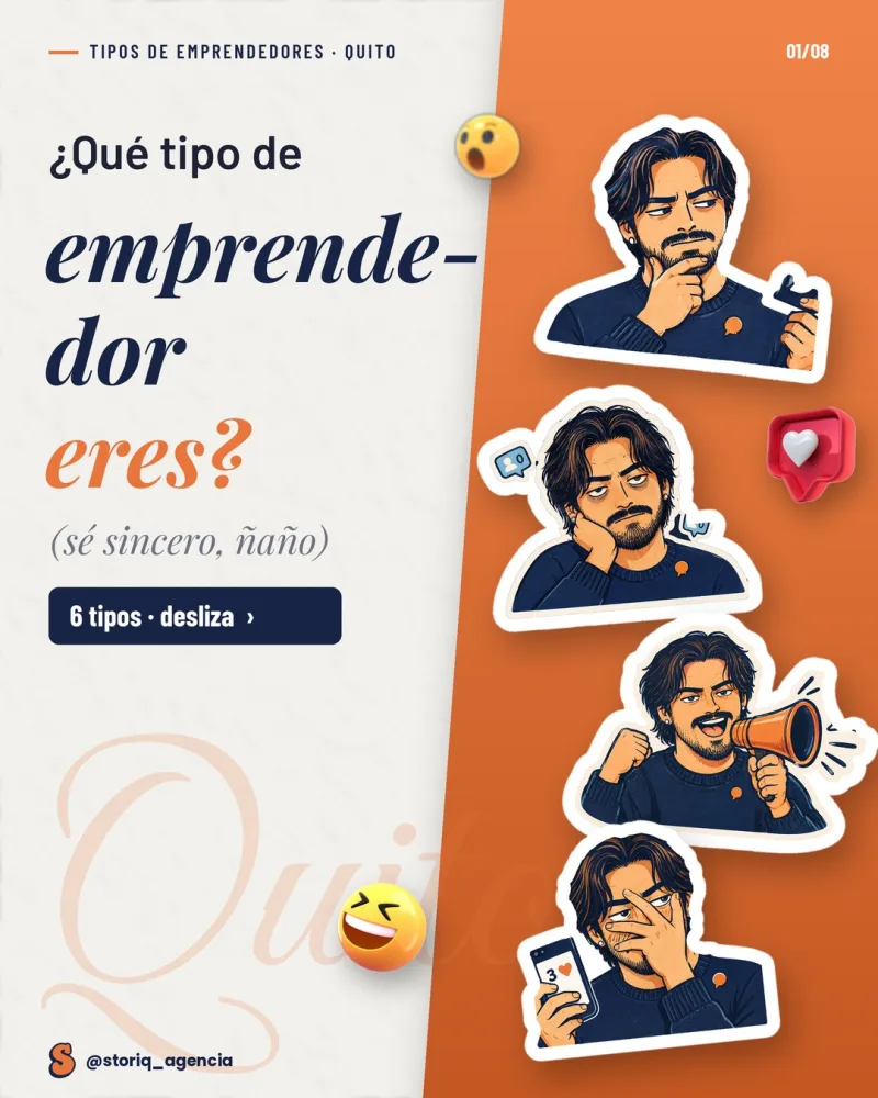 Post «¿Qué tipo de emprendedor eres?» con varios stickers de Naim